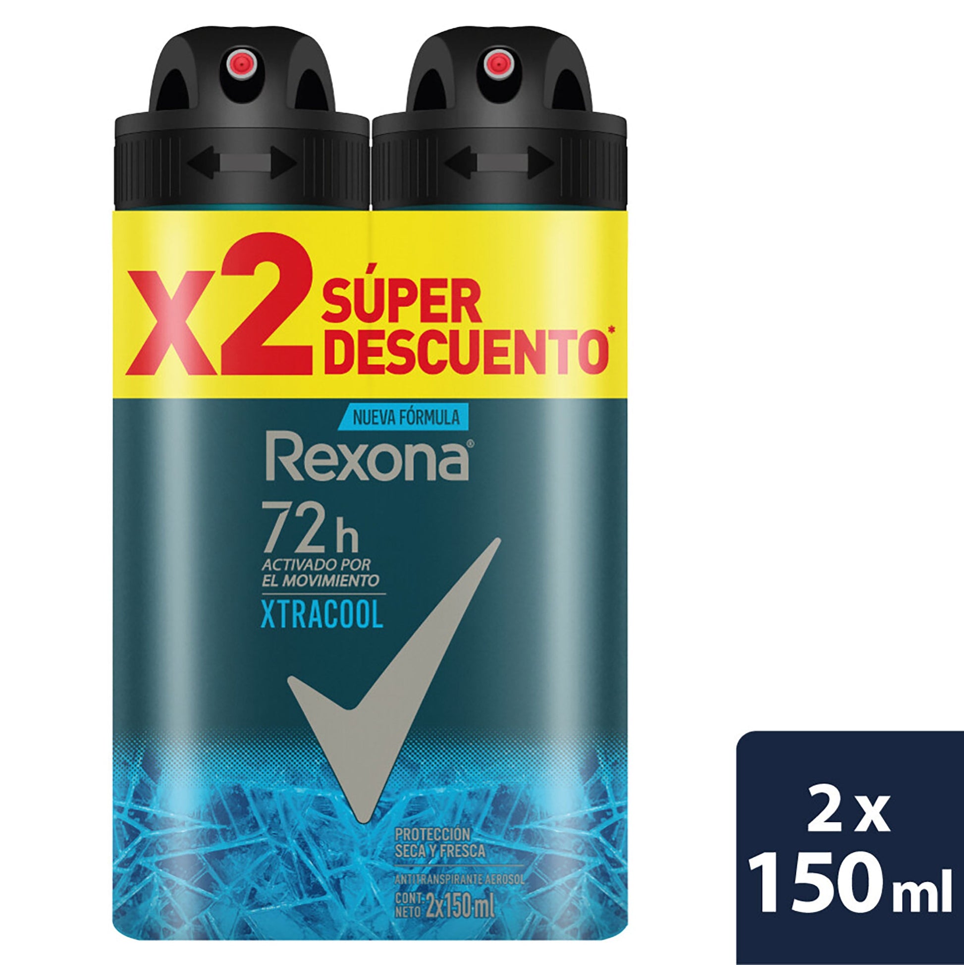2 Desodorante   Rexona Spray Xtra Cool 150ml S.des