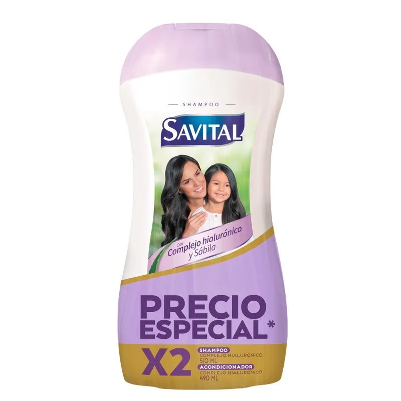 Shampoo Savital Hialurónico x 510 ml + Acondicionador x 490 ml