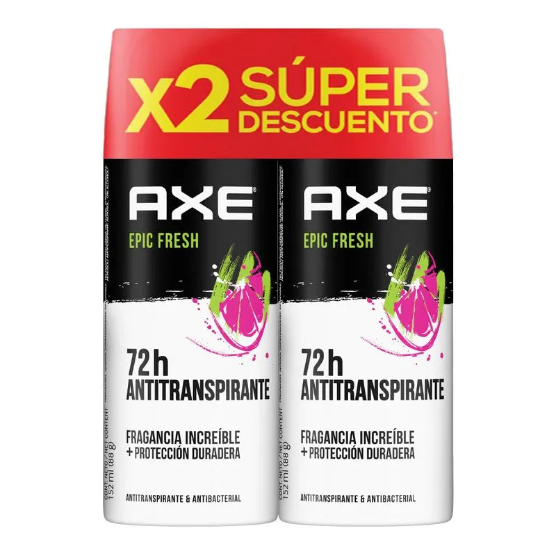 2 Desodorante   Axe Spray Epic Fresh Antitra.152ml