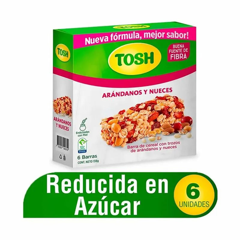 Barra Cereal Tosh Aran.y Nuec 23g 6 Unidad