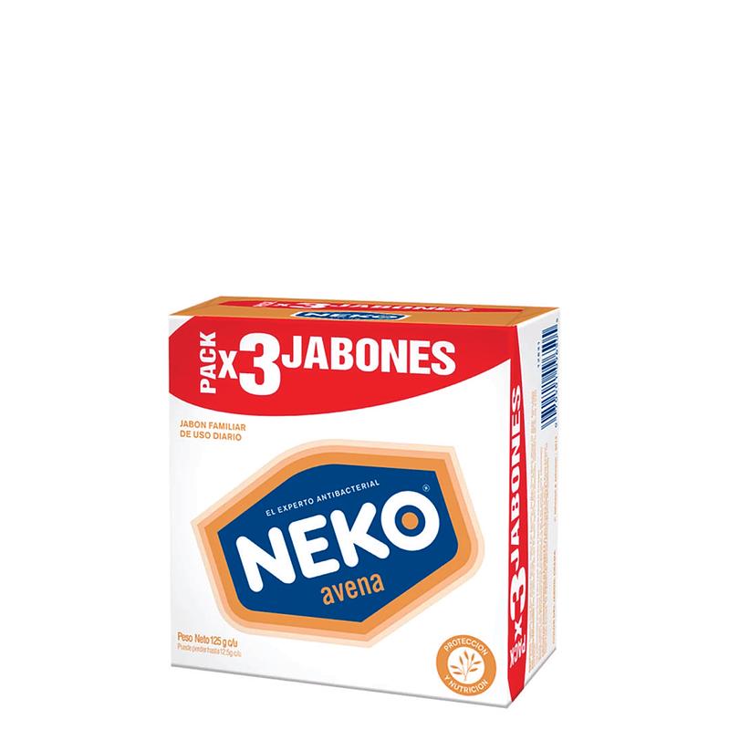 3 Jabón Antibacterial Neko Avena 110grs