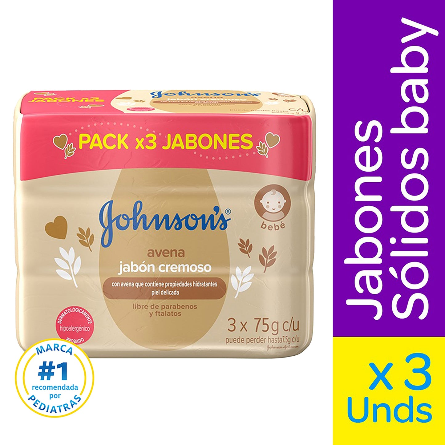3 Jabón Jj Baby Avena 110 gr