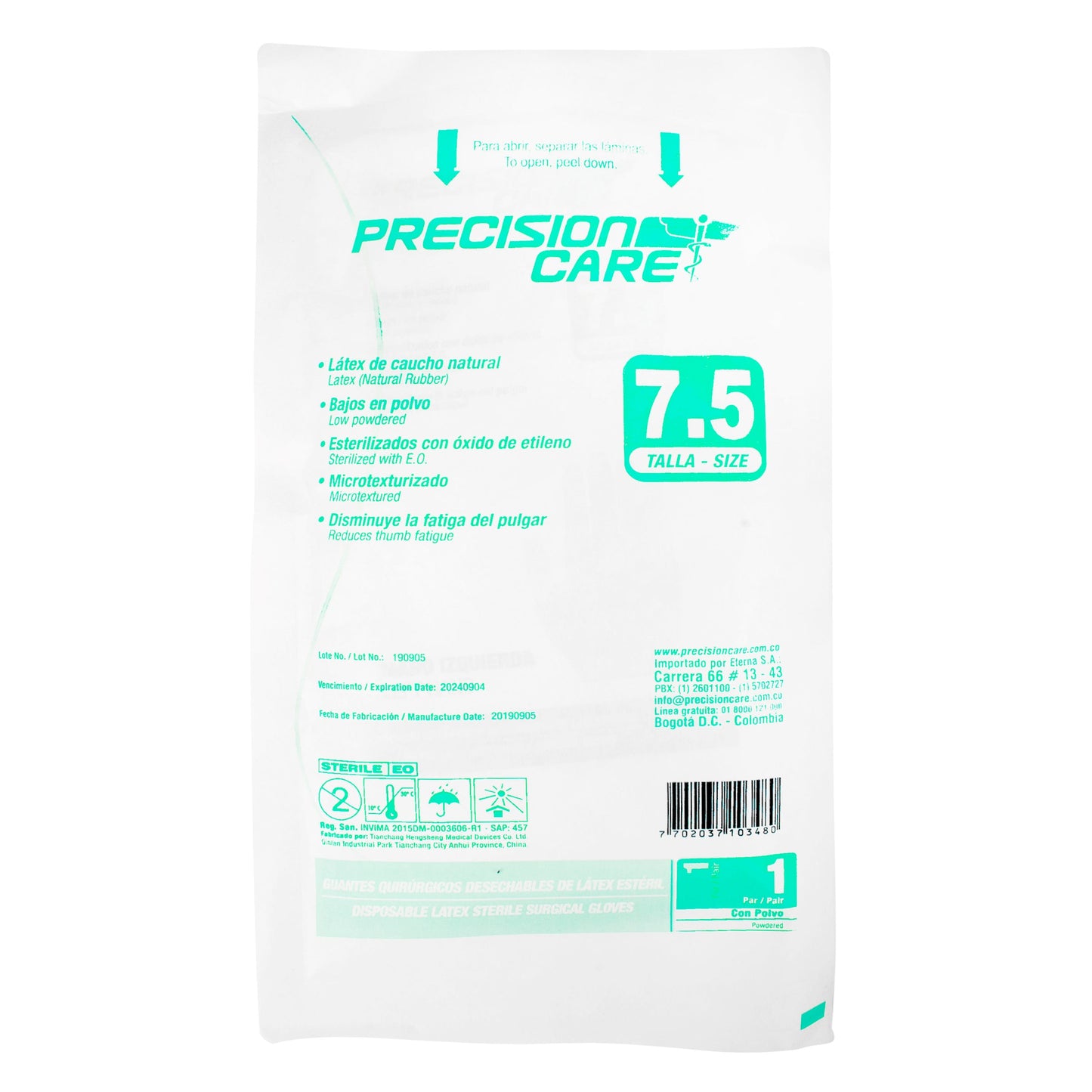 Guante Esteril Precision Eterna 7.5