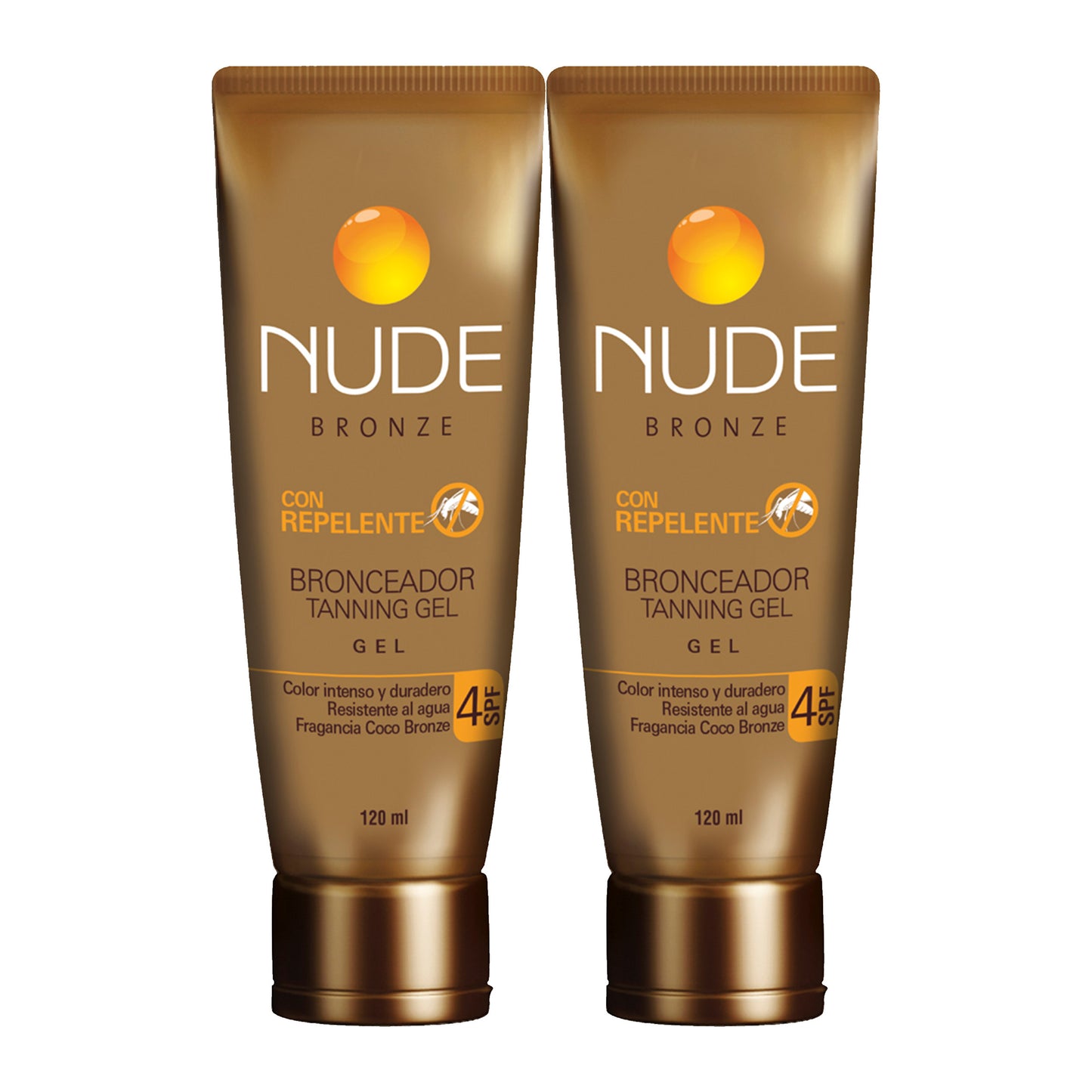 Bronceador Nude Bronze Gel Spf 4 120 Mililitros 2X Pack Especial