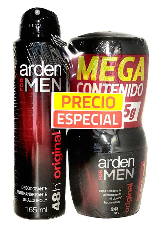 2 Arden For Men Crema Original 135 Gramos + Aerosol Original 165 Mililitros