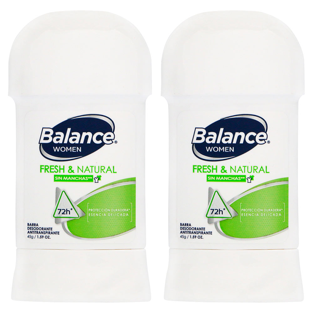 2 Desodorantes Balance Barra Fresh Natural 45 Gramos