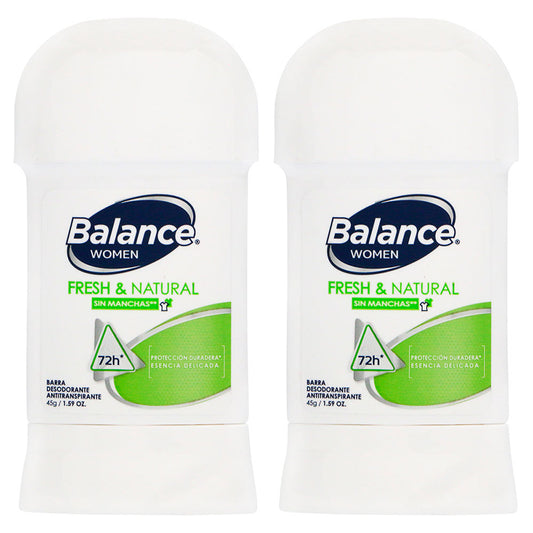 2 Desodorantes Balance Barra Fresh Natural 45 Gramos