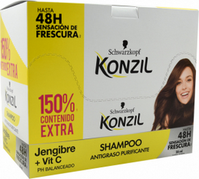 Champú Konzil Jengibre + Vitamina C 18 Sobres Extra Contenido