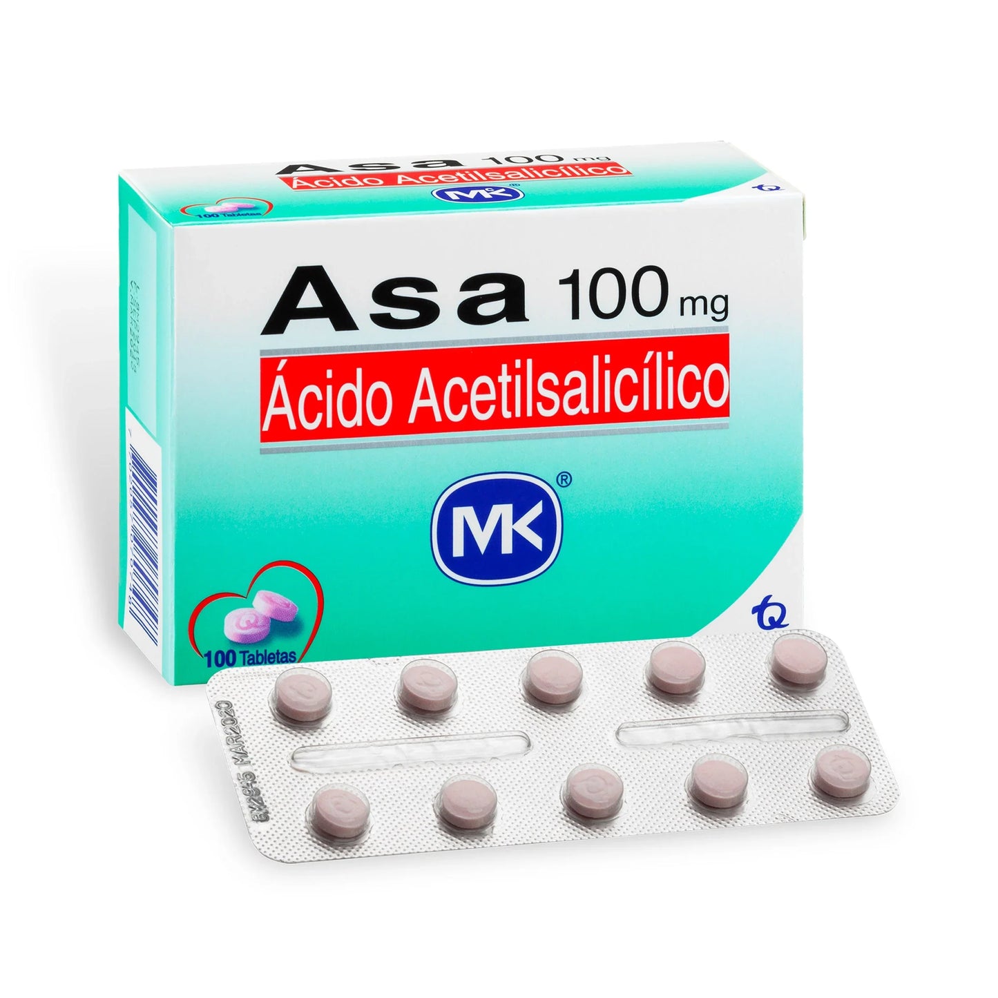 Asa Ácido Acetilsalicilico 100mg X 100 B