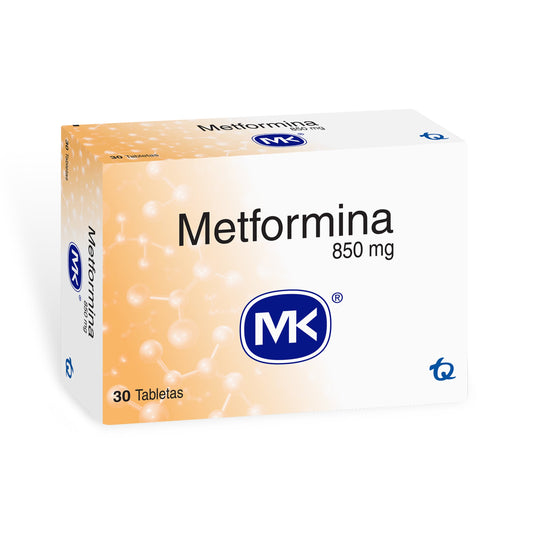 Metformina 850 mg 30 Tabletas Mk