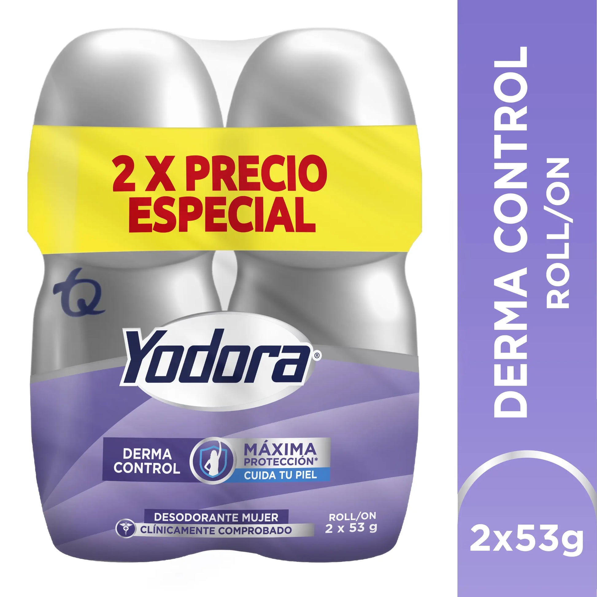 2 Desodorante   Yodora Roll Derm Contro 53gr P.e M