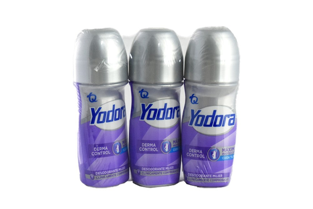 Desodorante Yodora Mini Roll-On Dermocontrol 3 Unidades