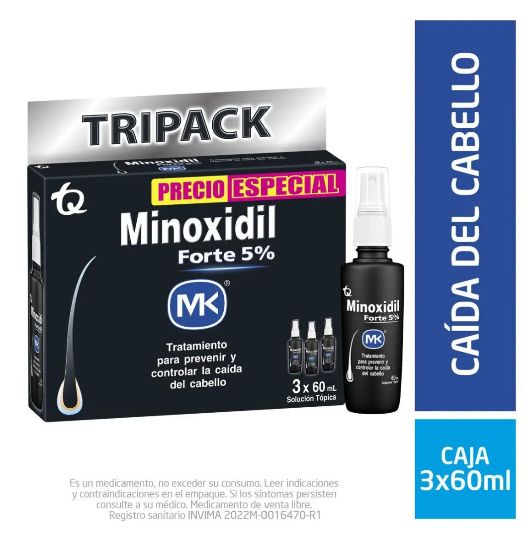 Tripack Minoxidil Forte 5% 60 ml Mk