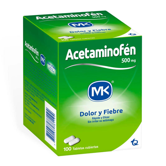Acetaminofén 500 mg 100 Tableta Mk