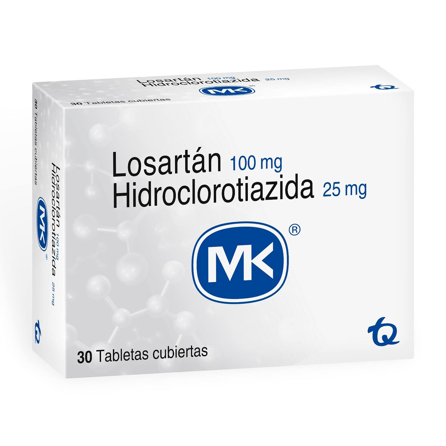 Losartán 100 mg+HCT 25 mg 30 Tbs Mk