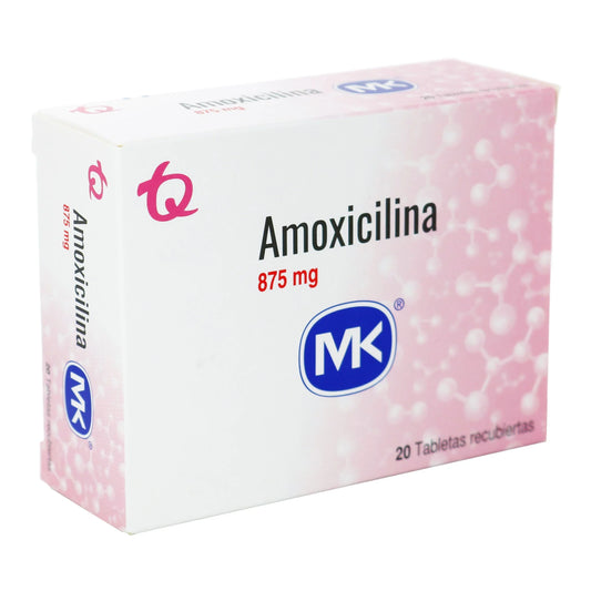Amoxicilina 875 mg 20 Tabletas Mk