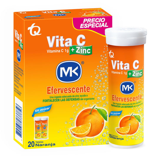 2 VitA C +zinc Efervescente 10 Tabletas Mk