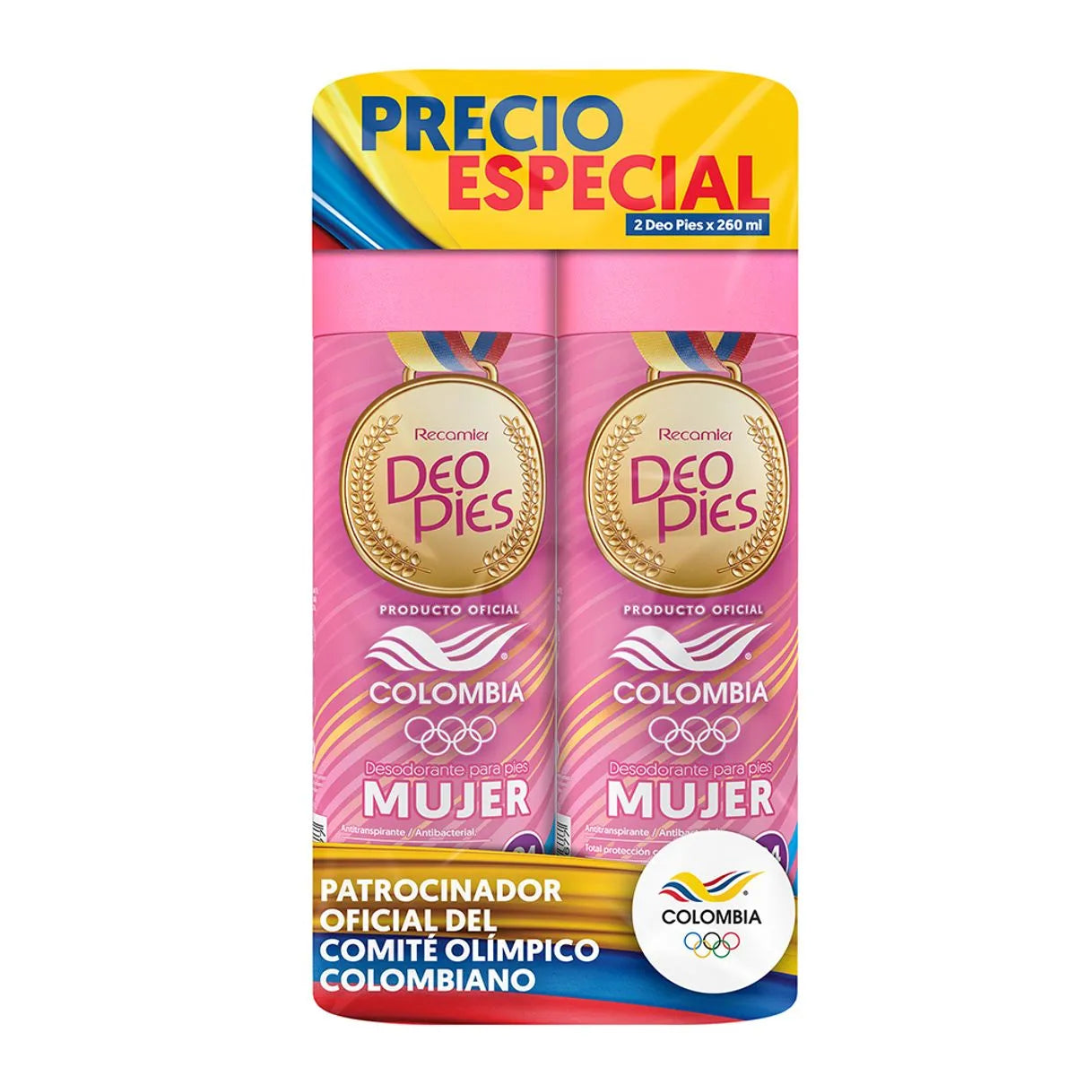 2 Desodorantes Deo Pies Mujer 260 Mililitros Pack Especial Edición Limitada