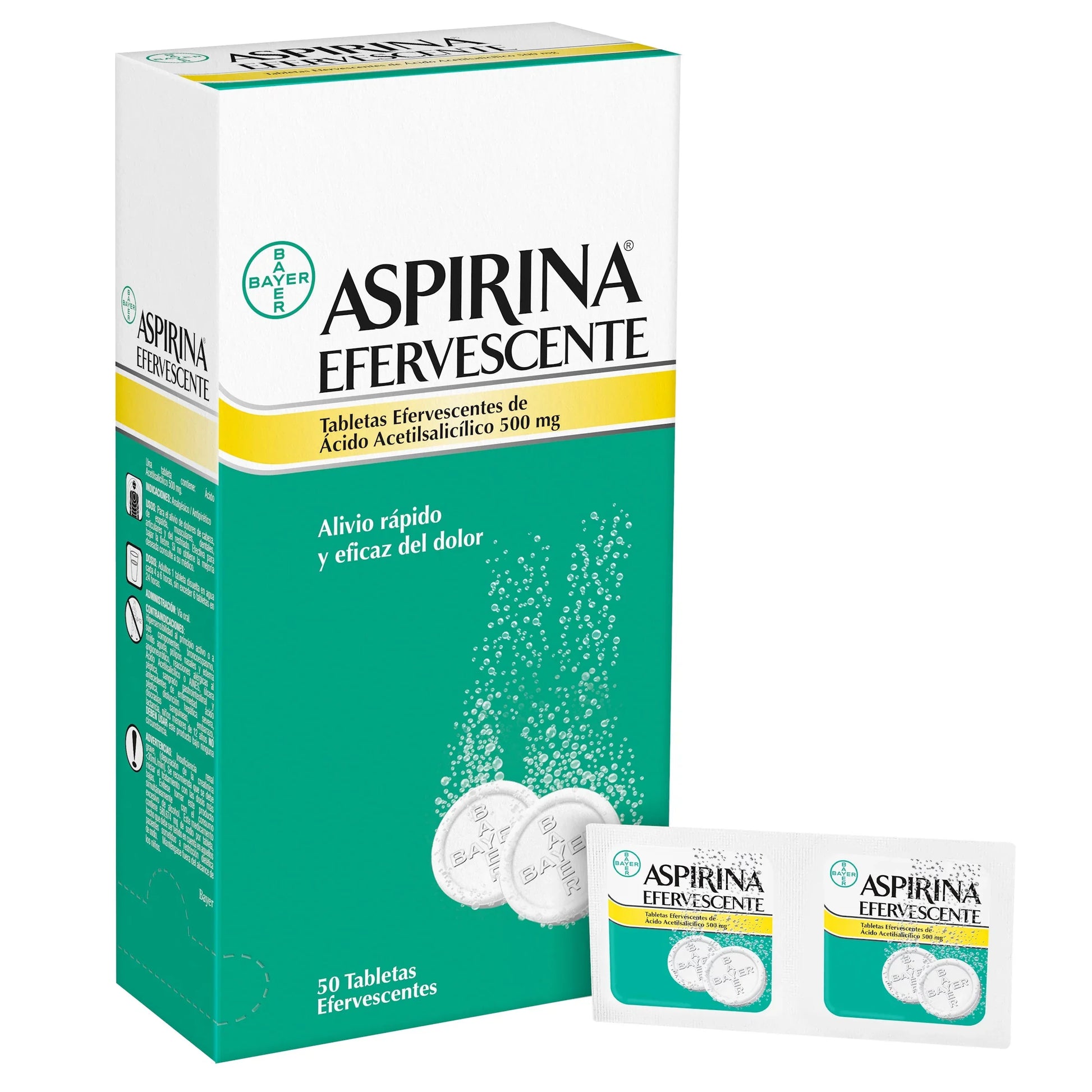 Aspirina Efervescente 500 mg 50 Tabletas (2)