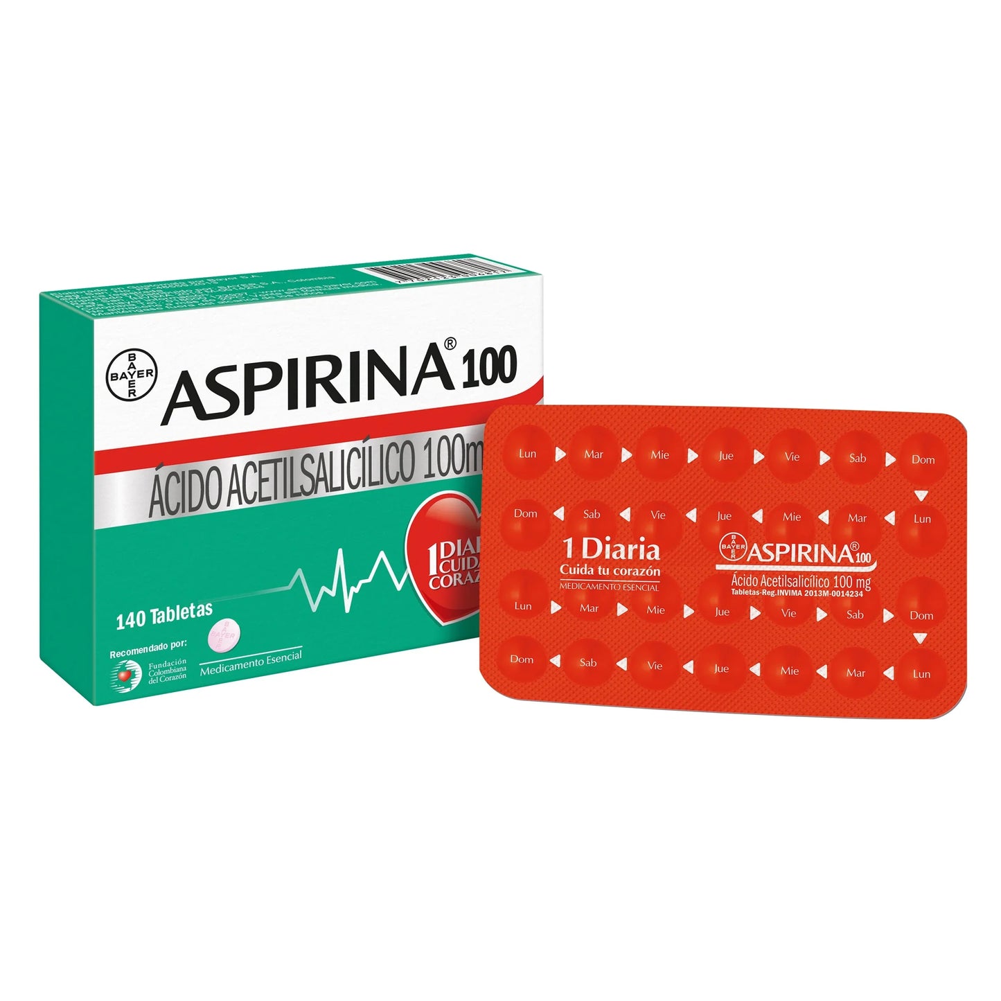 Aspirina 100 mg 140 Tbs