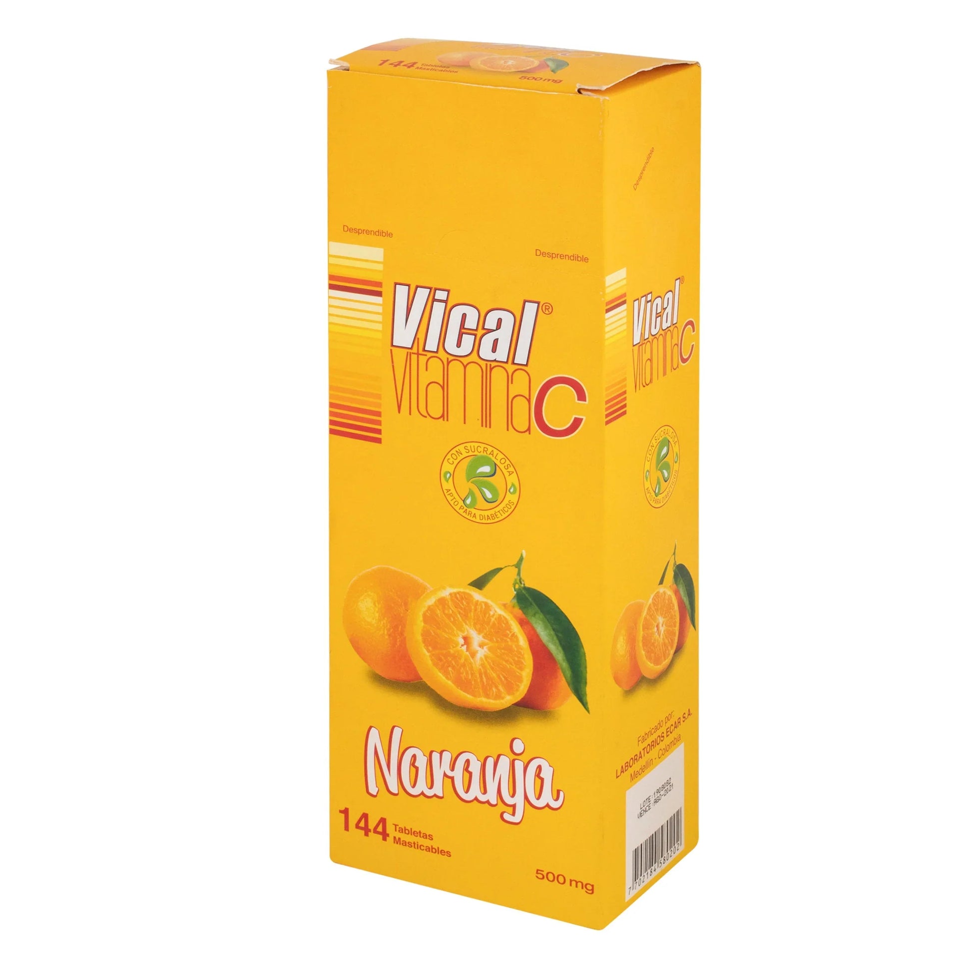 Vitamina C 500 mg Vical Naranja Mast.144
