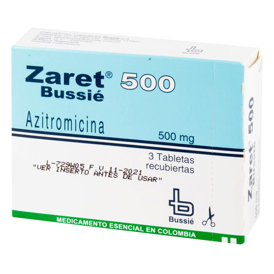 Zaret 500 mg 3 Tabletas (3%+)