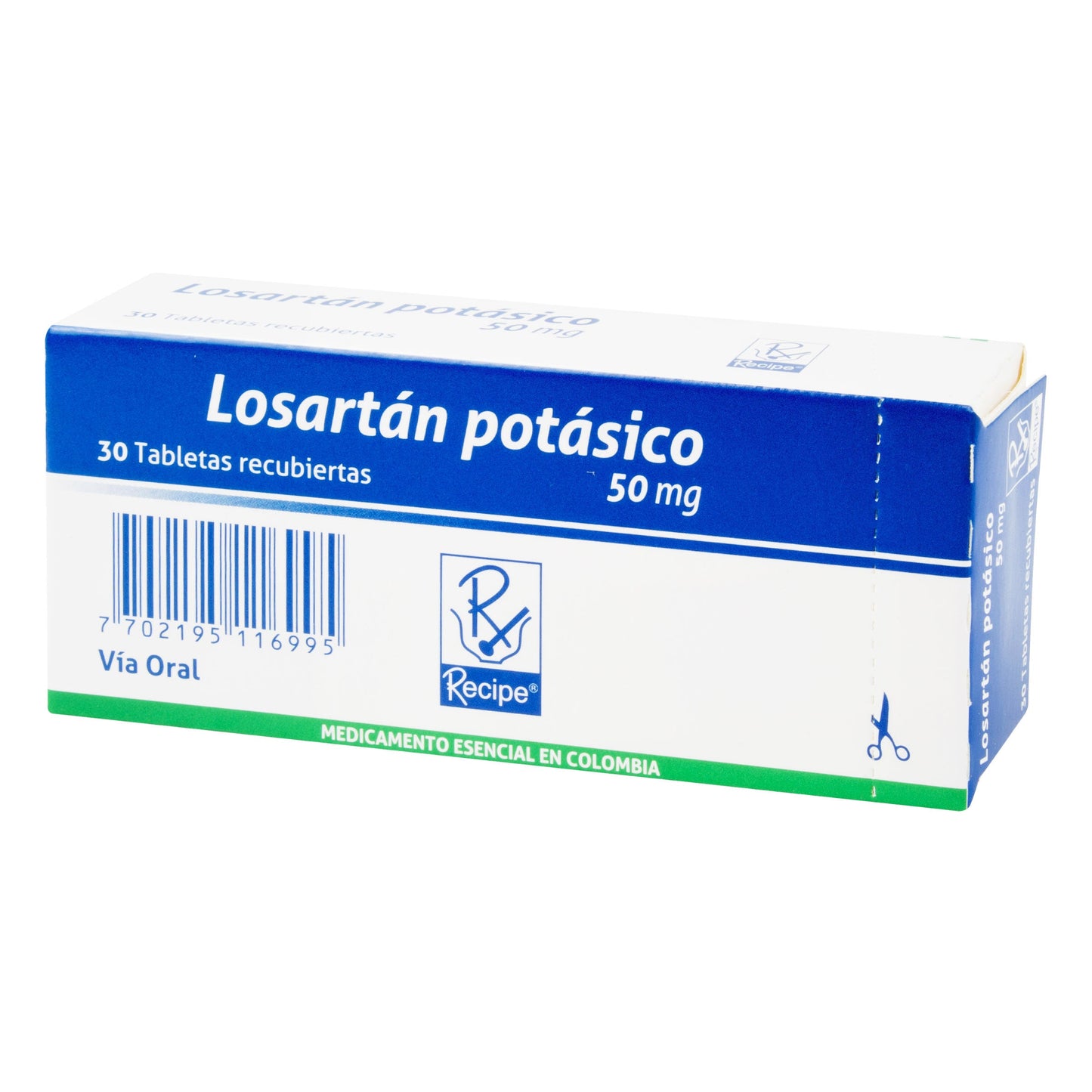 Losartán PotasioICO 50 mg 30 Tbs Rc