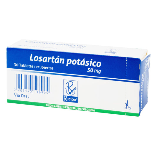 Losartán PotasioICO 50 mg 30 Tbs Rc