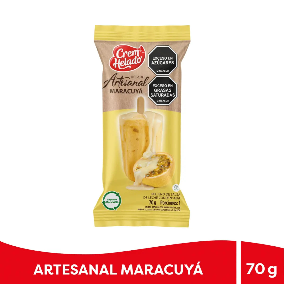 Helado Artesanal 70g X 25 Unidad Maracuya