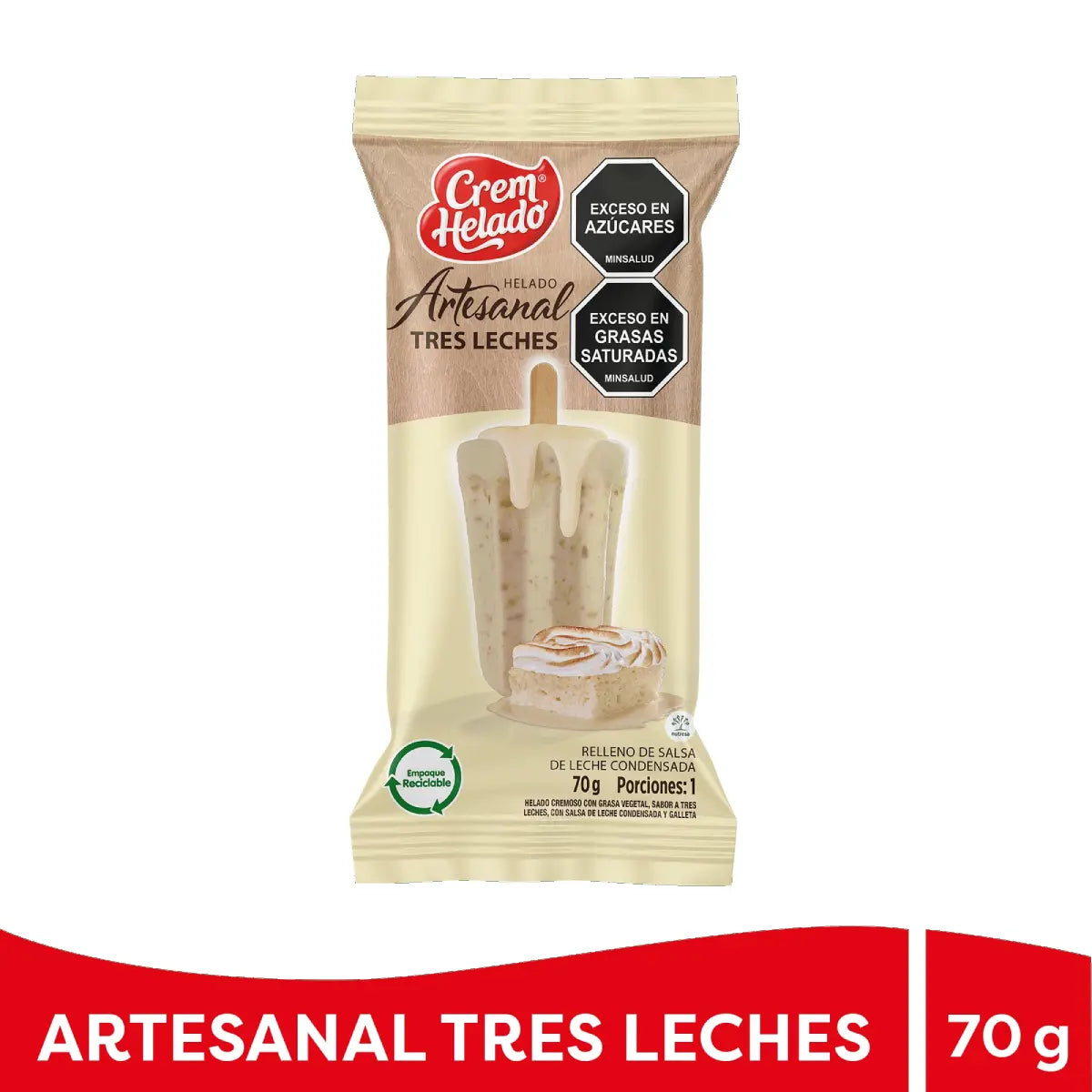 Helado Artesanal 70g X 25 Unidad Tres Leche