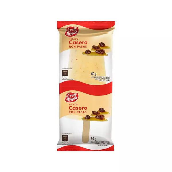 Helado Casero Ron Pasas 60 Gramos X 25 Unidades
