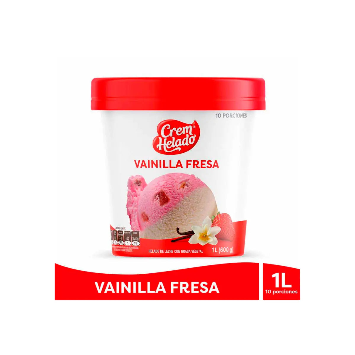 Helado Vaso Tradicional 1l Vain Fresa