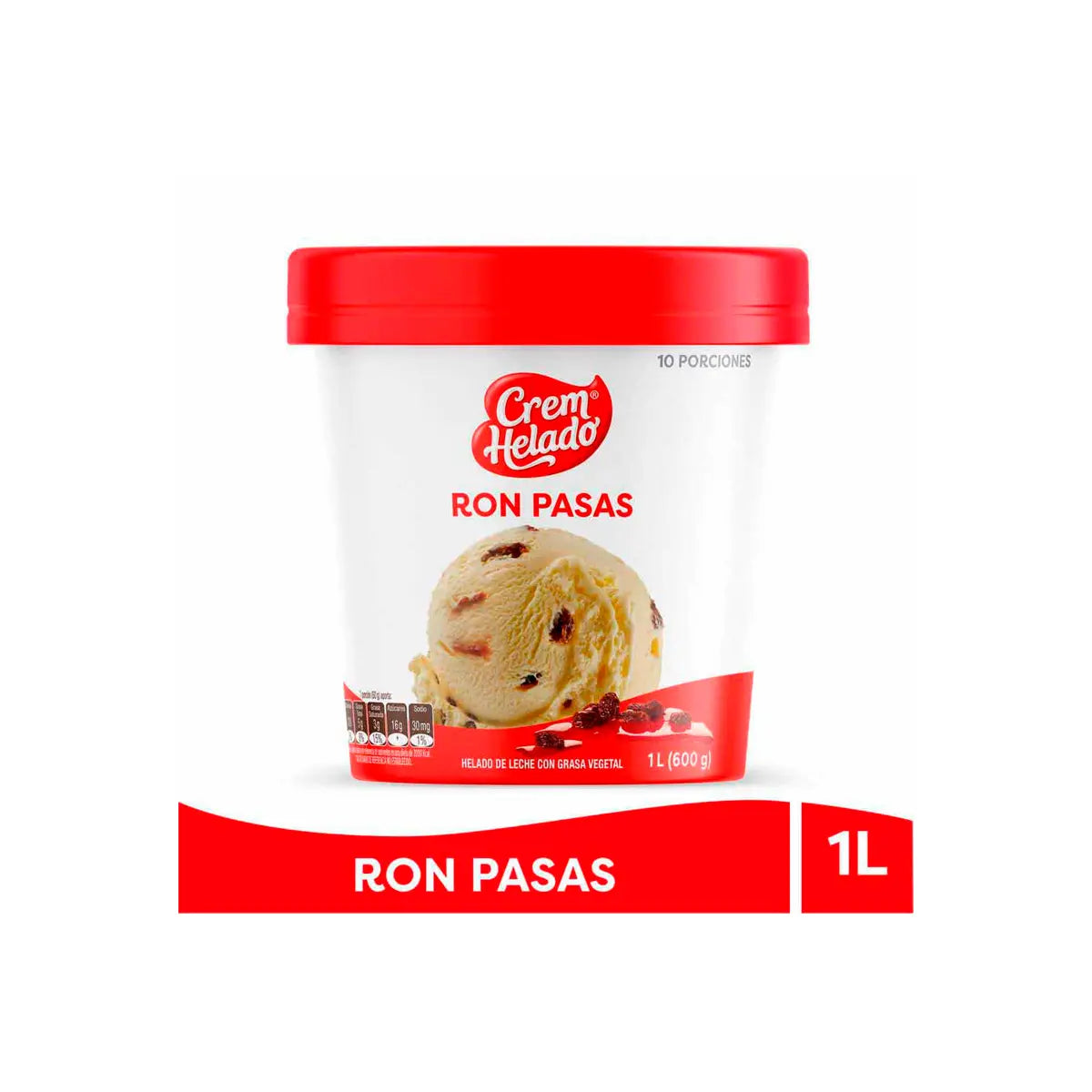 Helado Vaso 1lt Tradicional Ron Pasta