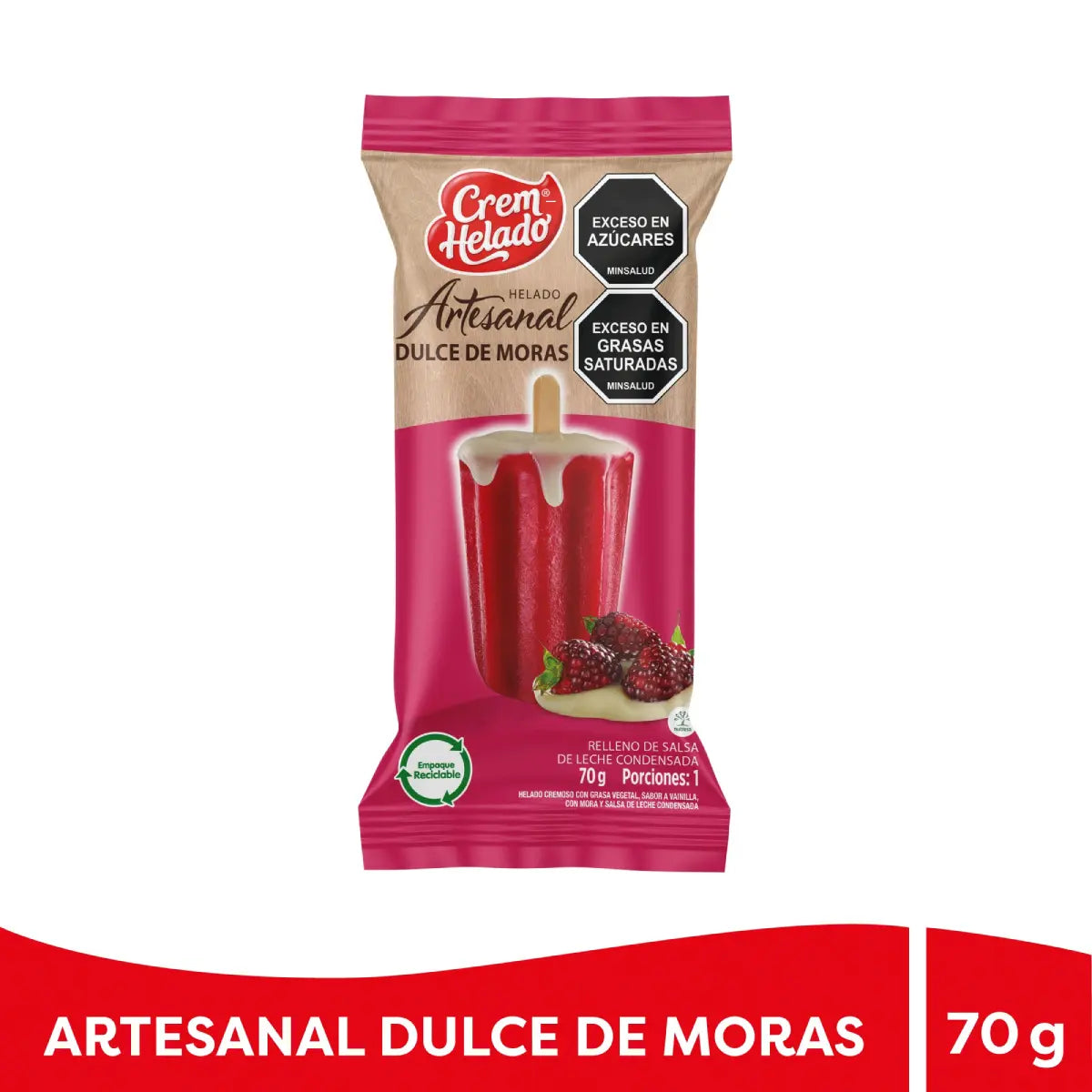 Helado Artesanal 70g X 25 Unidad Moras