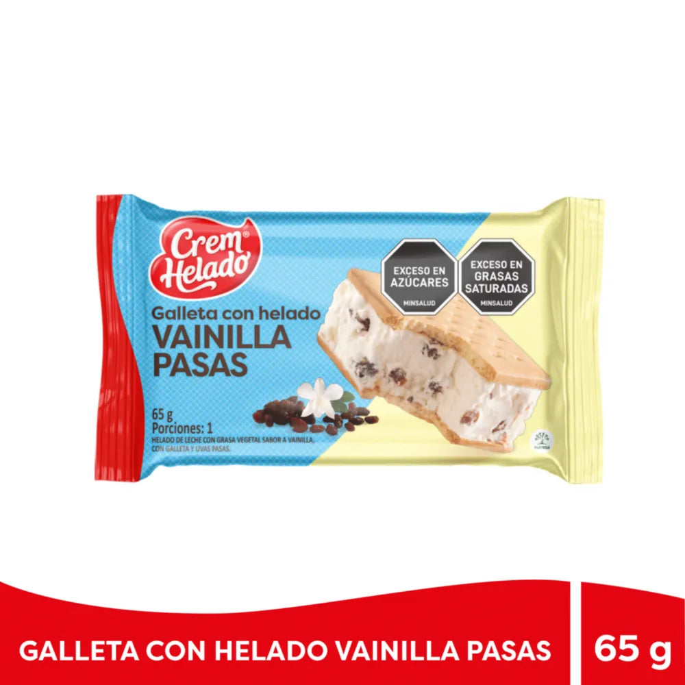 Helado Platillo Vainilla Pasas 65 Gramos X 20 Unidades
