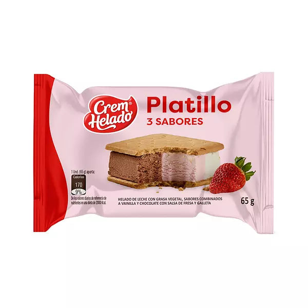Helado Platillo Napolitano 65 Gramos X 20 Unidades