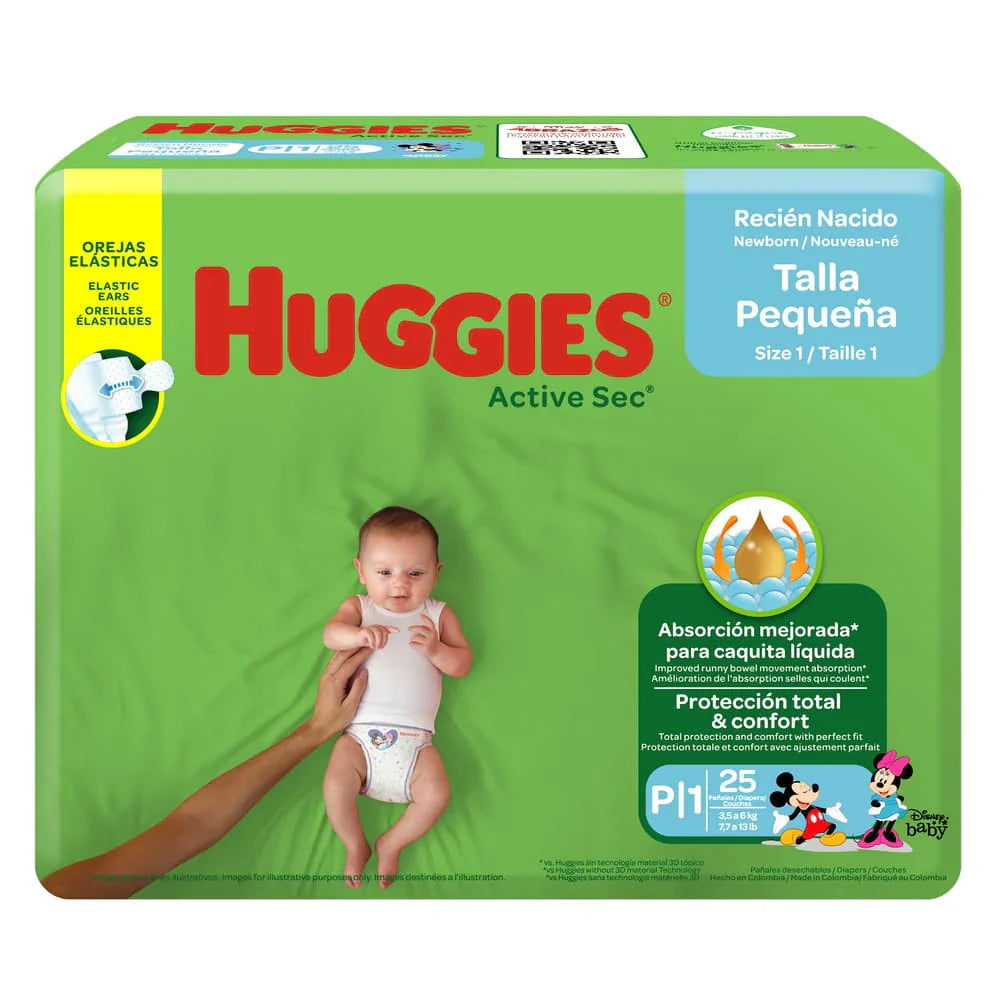 Pan.huggies Active Sec Et. 1 Peq.25 Unidades