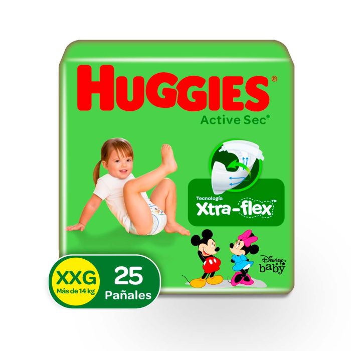 Pan . Huggies Active Sec Et.5 Xxg 25 Unidad