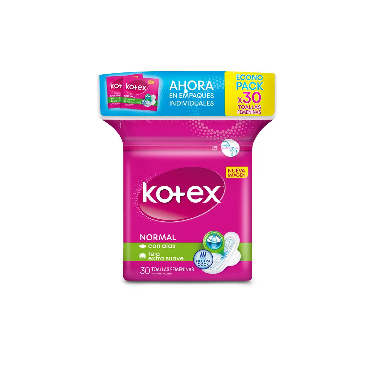 ToallaS Kotex Fem Normal Tela 30 Uds