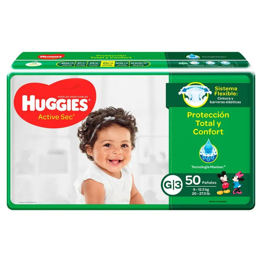 Pan.huggies Active Sec Et.3 gDE 50 Uds