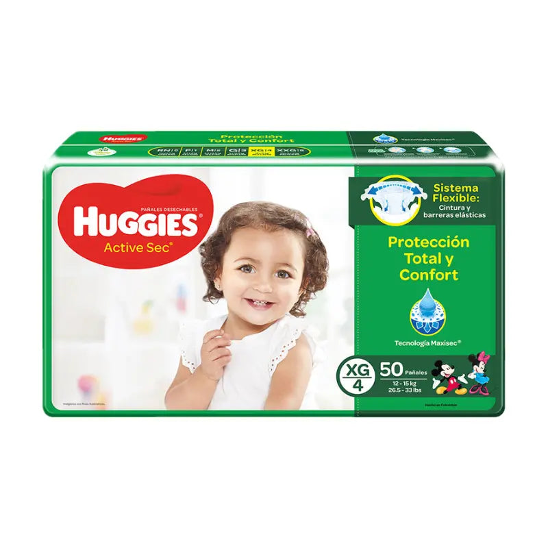 Pan.huggies Active Sec Et.4 Xg 50 Uds