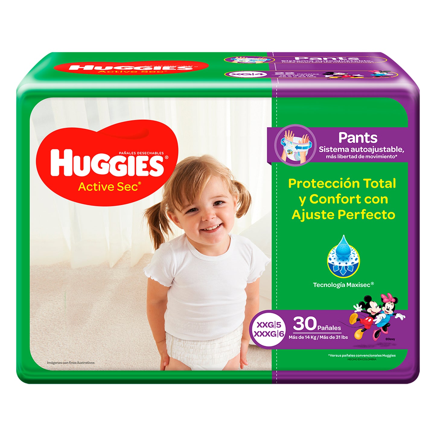 Pañal/Pants Huggies Active Seco Ajuste Perfecto Etapa 5 Xxg 30