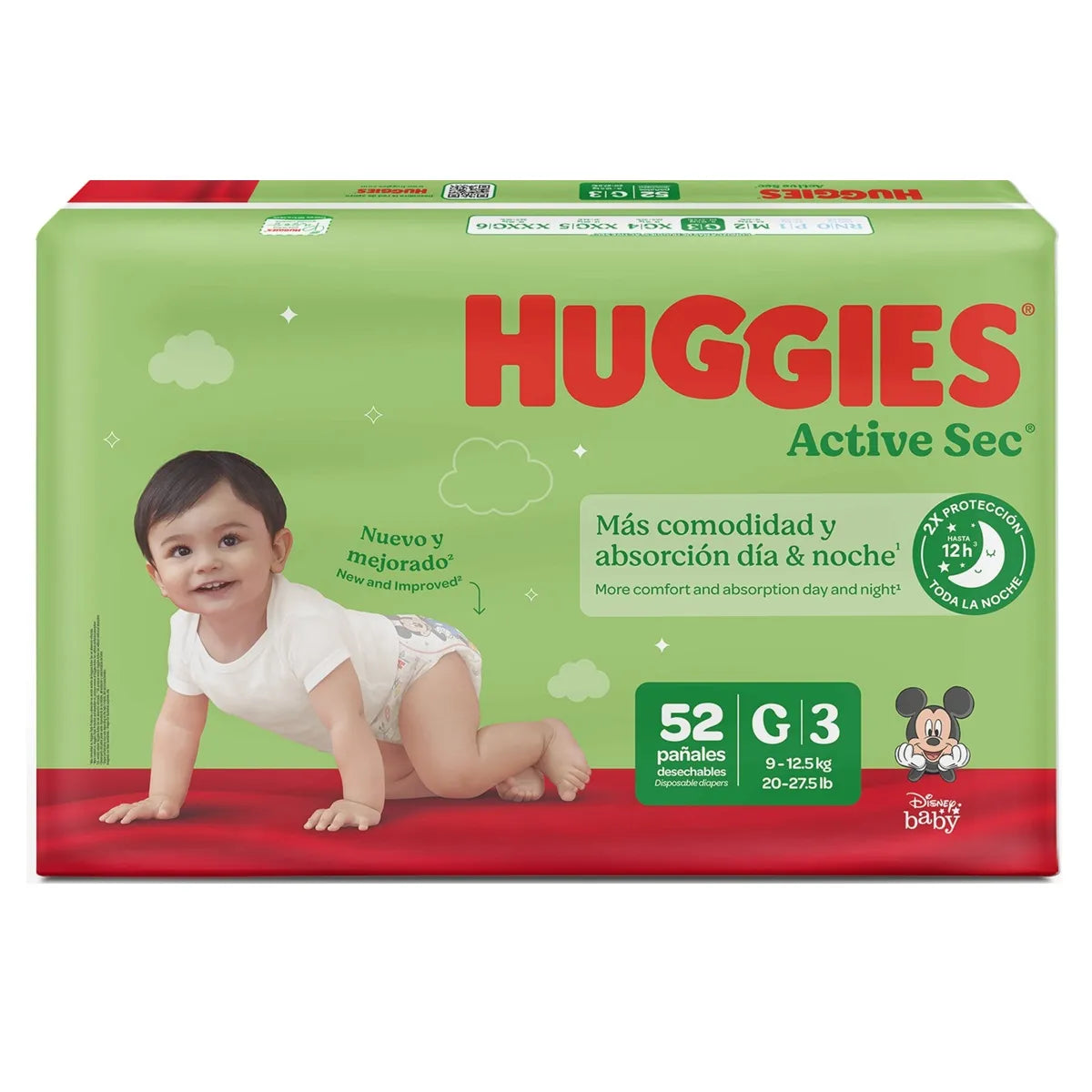 Pañal huggies Active Sec Etapa 3 Grande 52 Und