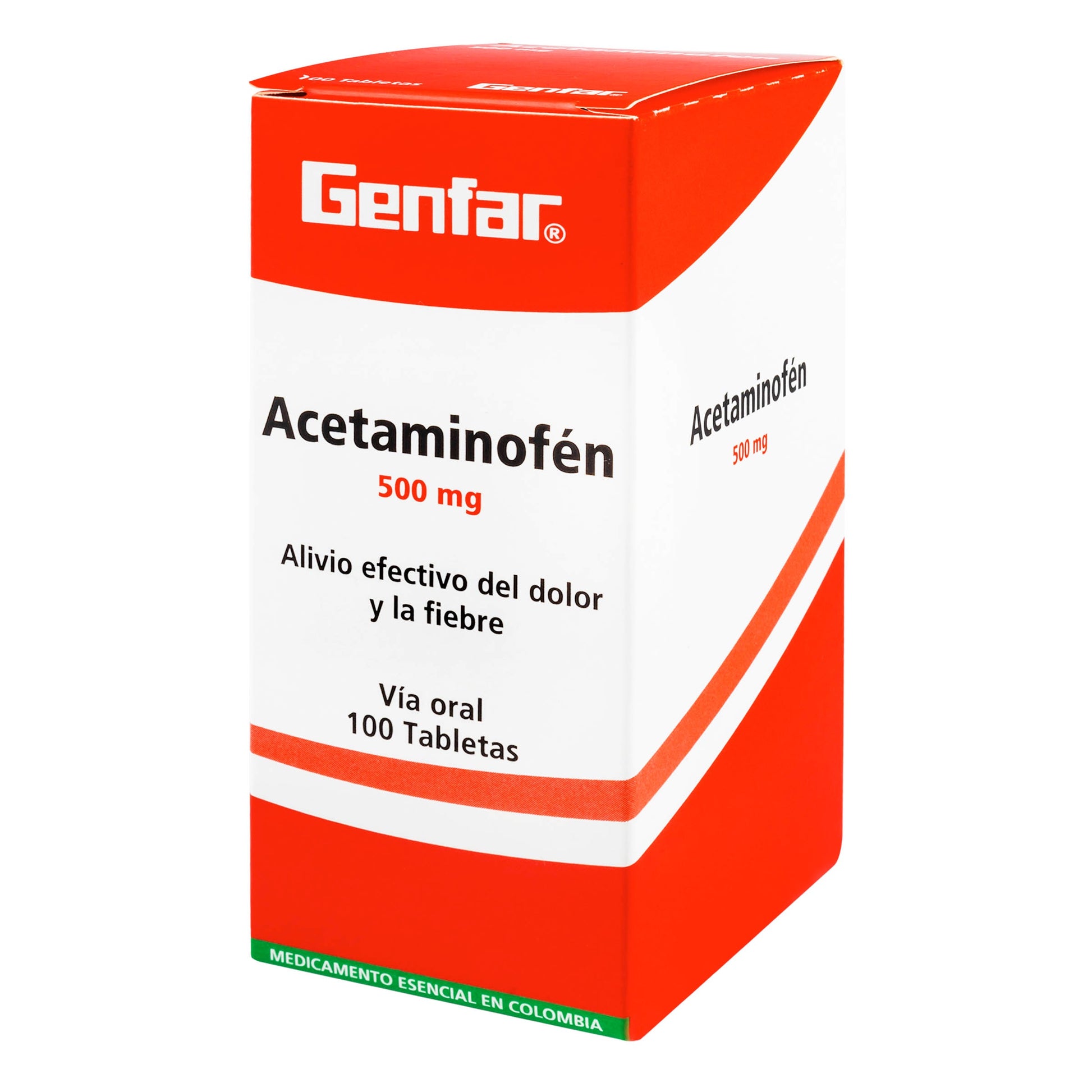 Acetaminofén 500 mg 100 Tabletas gF