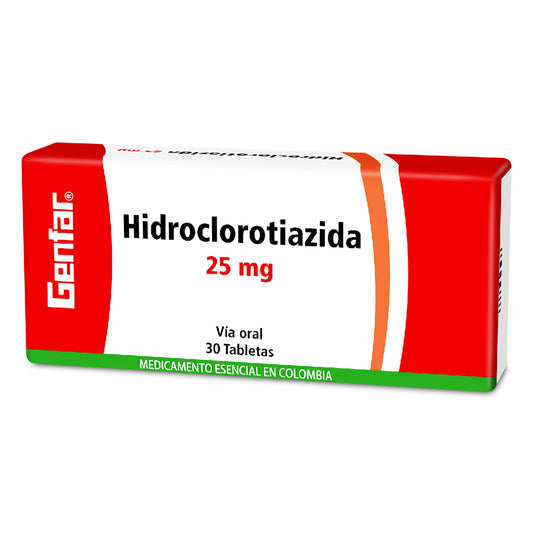 Hidroclorotiazida 25 mg 30 Tabletas gF