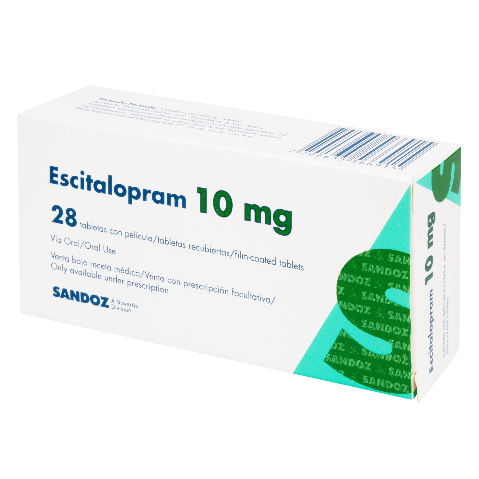 Escitalopran 10mg 28 Tabletas