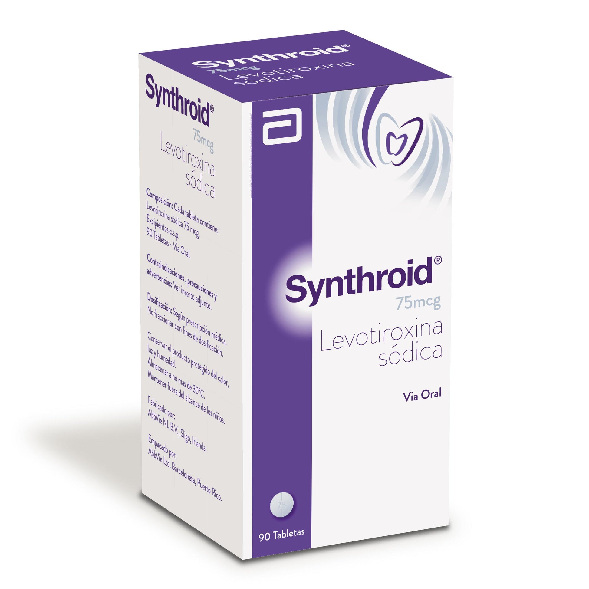 Synthroid 75 mcg Frasco 90 Tabletas