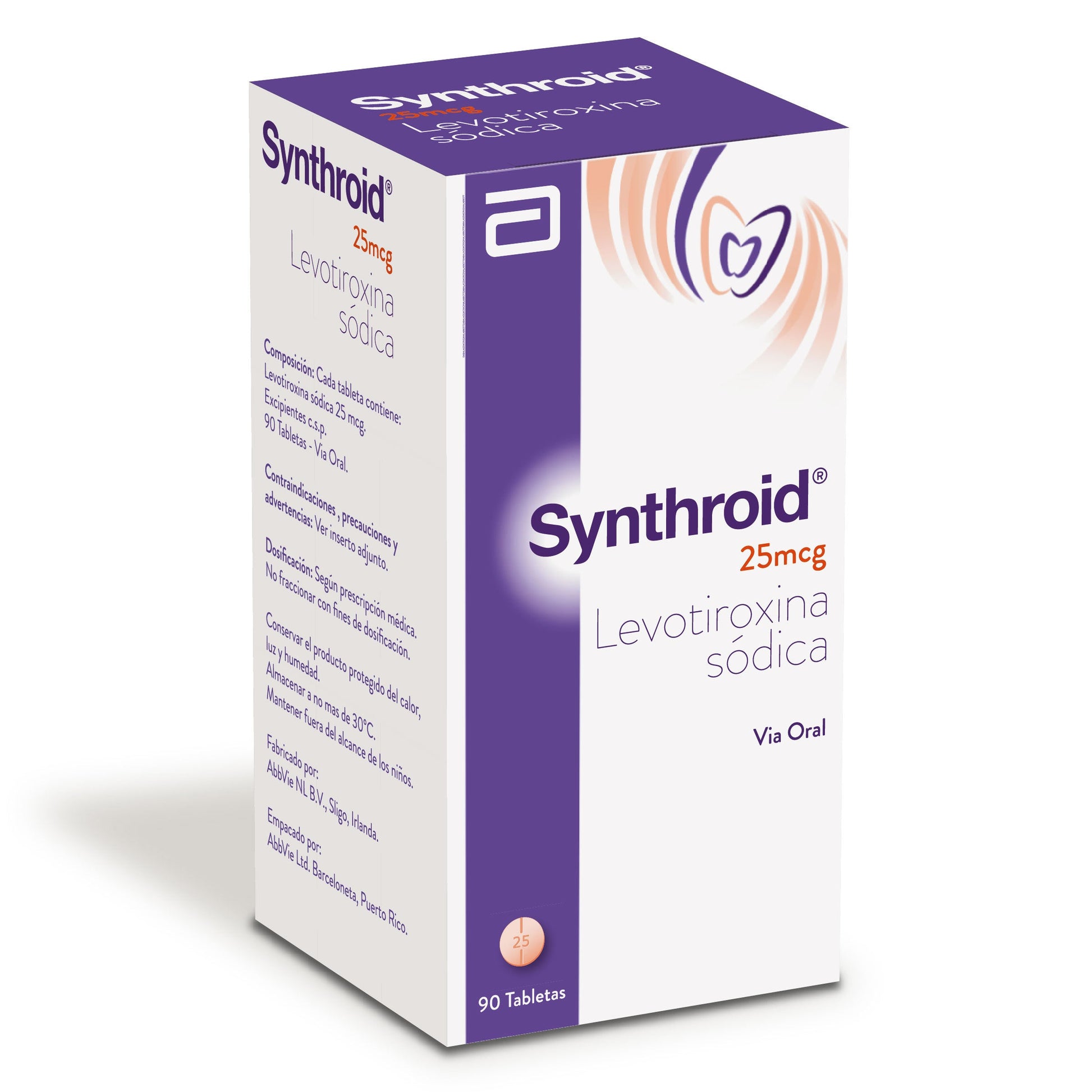 Synthroid 25 mcg Frasco 90 Tabletas