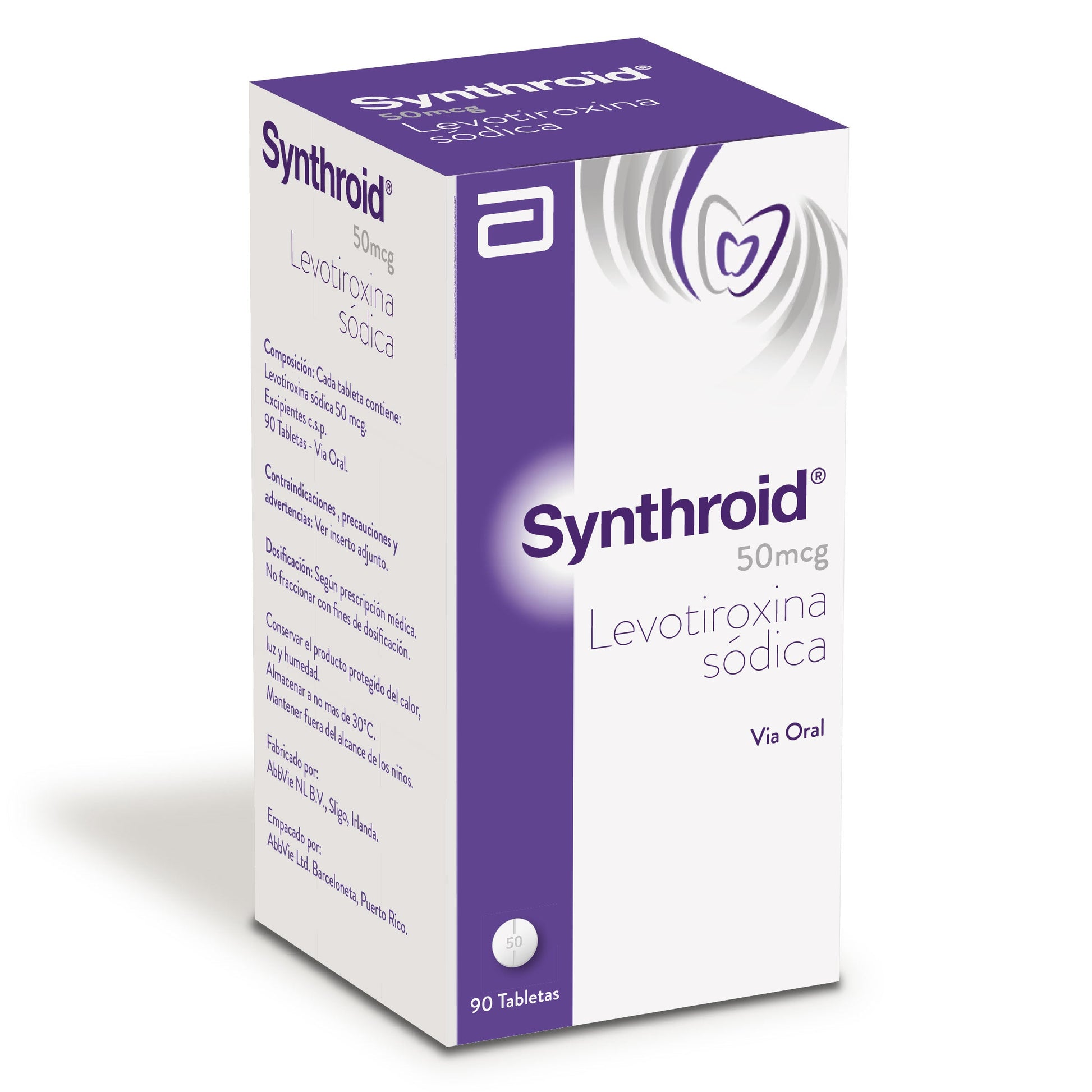 Synthroid 50 mcg Frasco 90 Tabletas