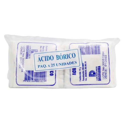 Ácido Bórico 15 Gramos 25 Sobres Drofarma